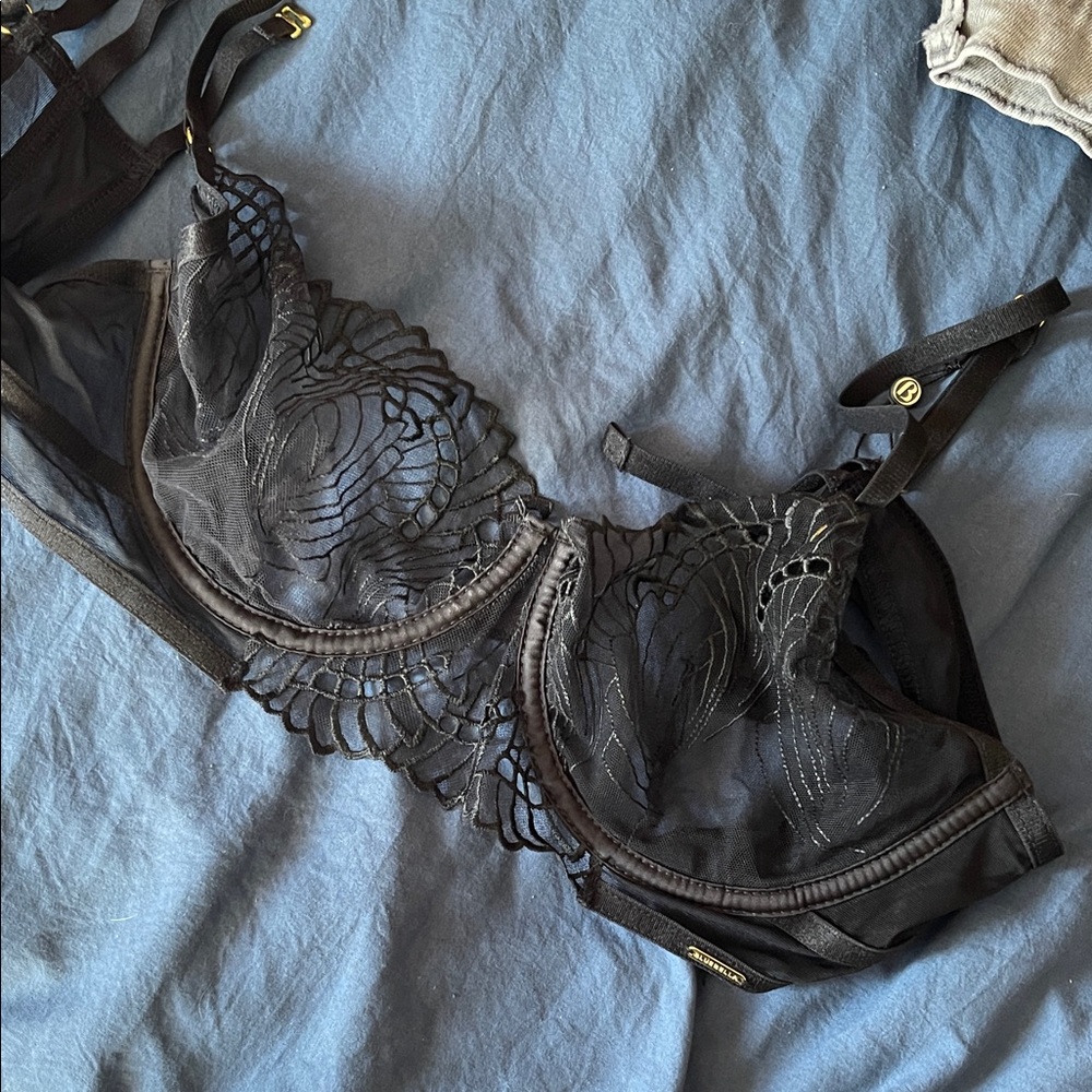 Bluebella Black Sheer Embroidered Underwire Bra